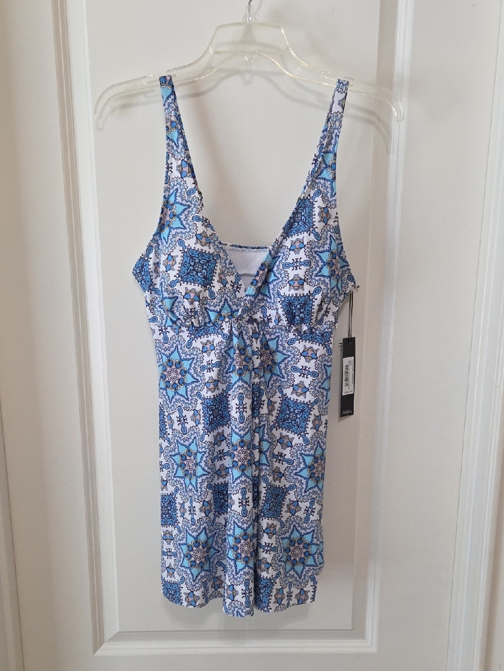 Nicole Miller Flyaway Swim Dress, Royal Boho Print, Small